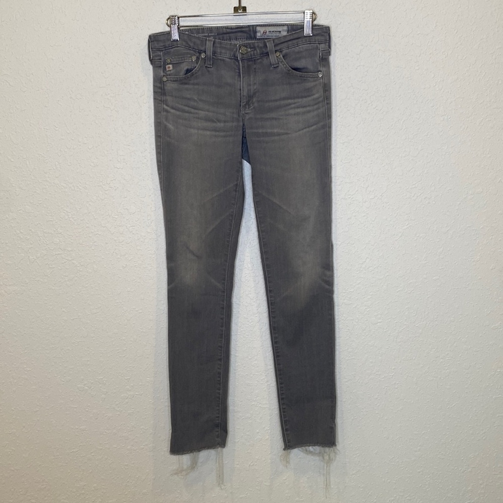 Ag Adriano Goldschmied The Legging Ankle Gray Denim Jeans Raw Hem Euc 26r